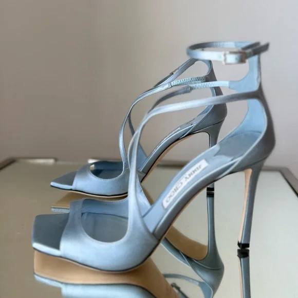 New JIMMY CHOO Azia 95 Heeled Sandals - Ice Blue $1,150 40 - Picture 9 of 13